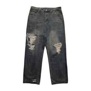 Mud waah baggy distressed denim